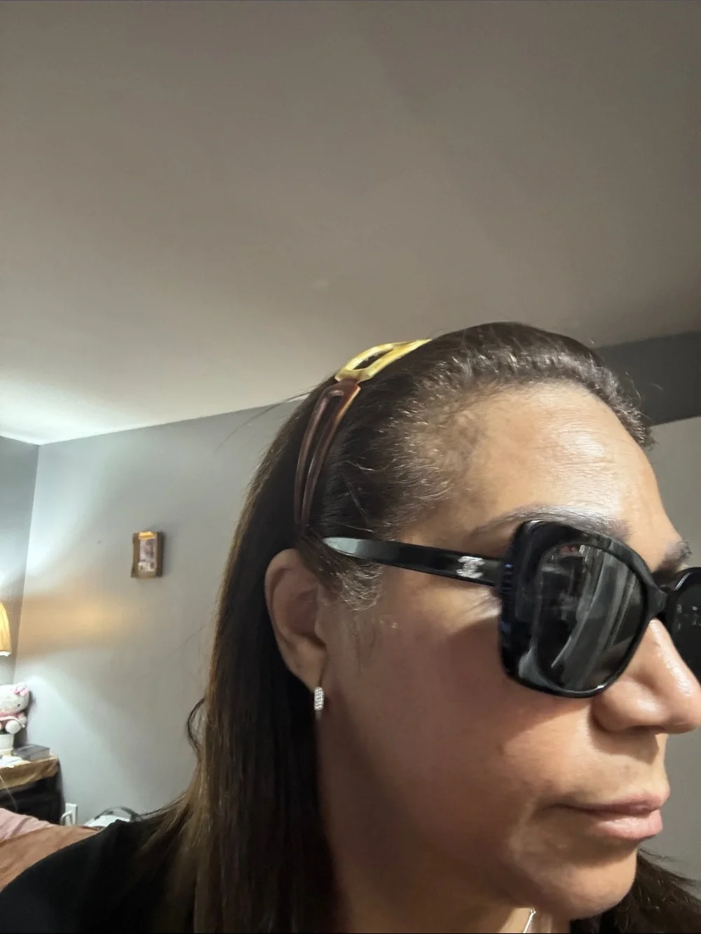 CHANEL Black Quilted Sunglasses Case with Gold CC Emblem